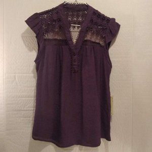 NWT Sweet Wanderer rust floral lace blouse medium